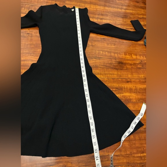 A.l.C Black Ribbed Knit Mini Fit And Stretch Flare Long Sleeve Dress Size Xs - Picture 12 of 15
